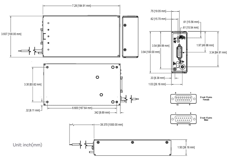 Mechanical Drawing - Advanced Energy / Ultravolt LE Series DC/DC Converters
